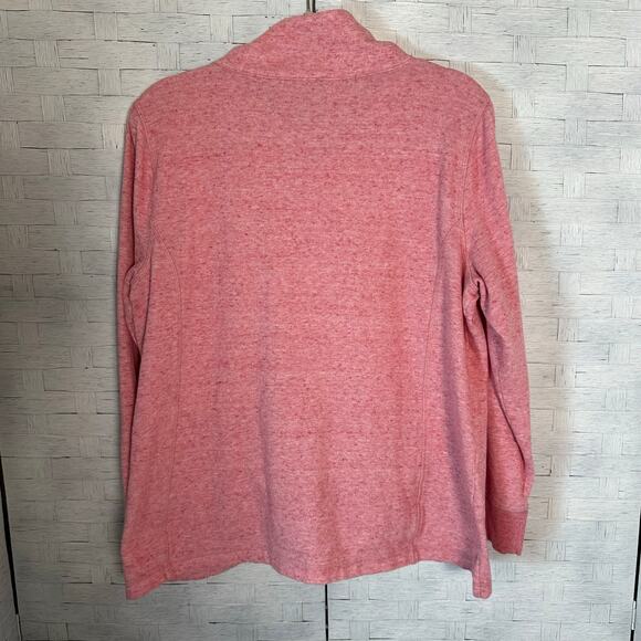 Talbots sweatshirt V-Mochneck collared button detail two pockets pink Cozycore - Picture 4 of 11